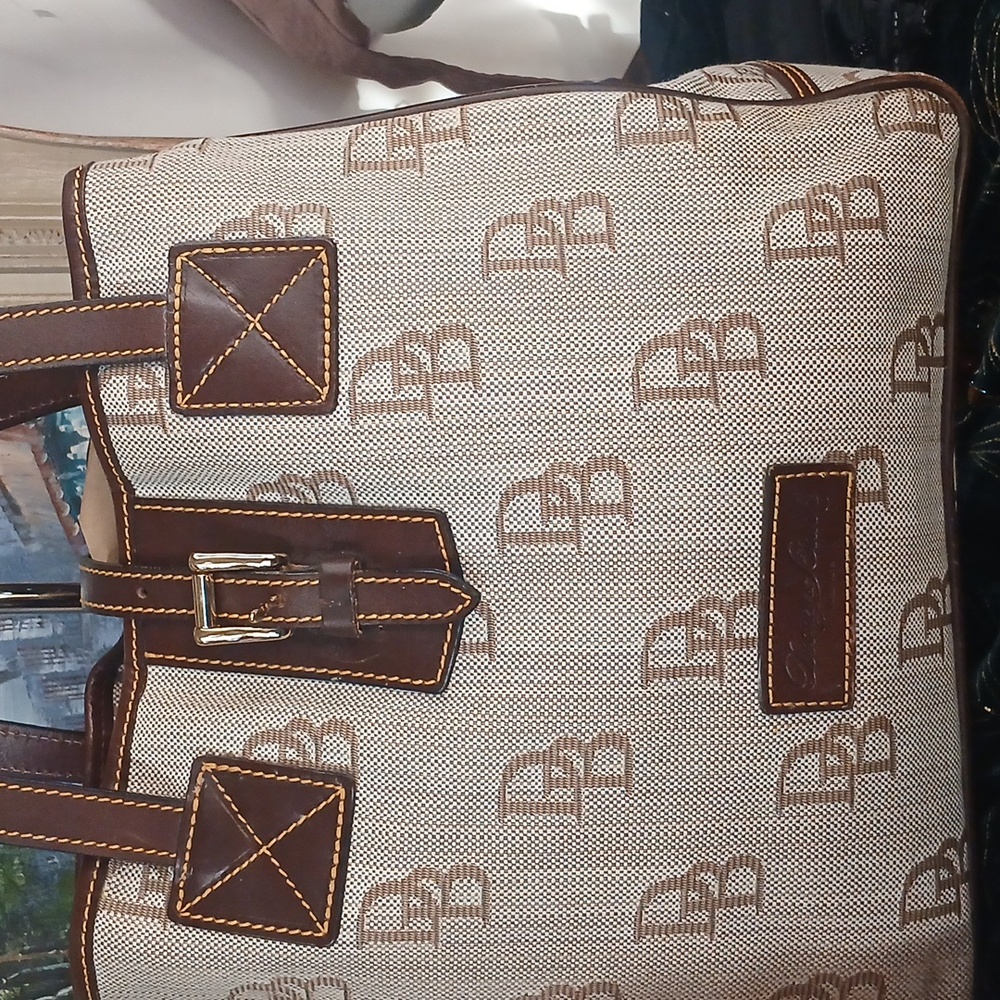 Dooney & Bourke Tan and Brown Tote Bag with Signature Monogram - Picture 3 of 12